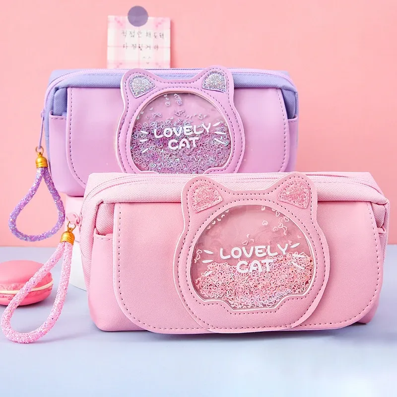 Sacchetti kawaii coreani adorabili cassette per gatti per ragazze rosa maniche di sabbia di sabbia rapida sacca per stazionari multifunzionale