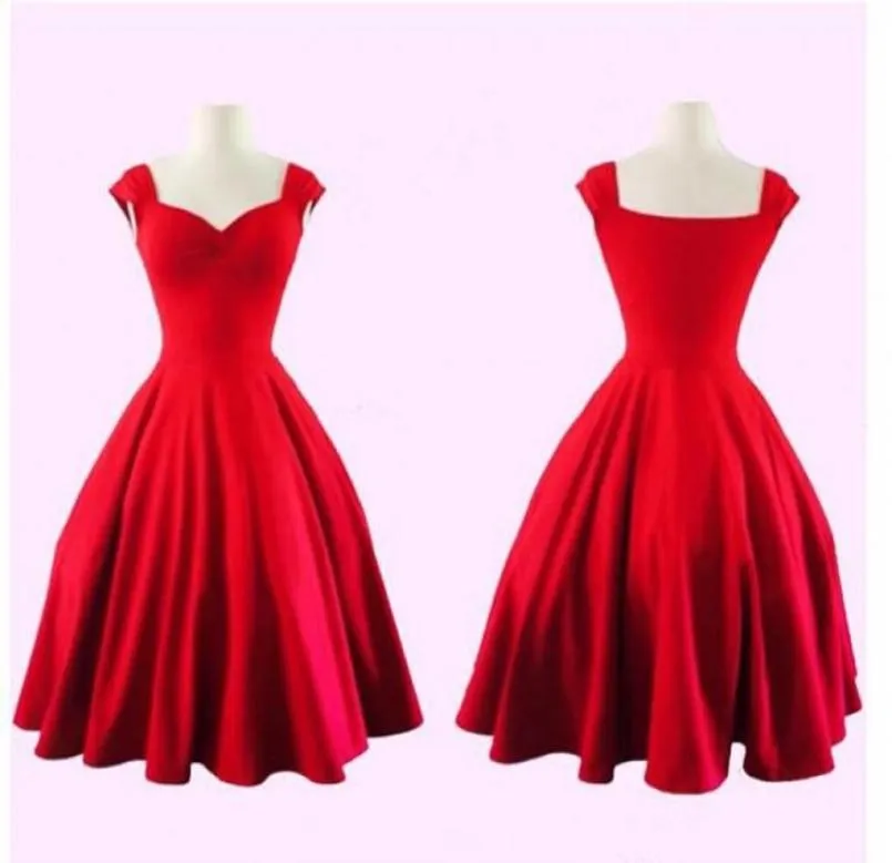 2020 New Vintage Black Red Short Homecoming Dresses Queen Anne Sweetheart 소녀를위한 라인 이브닝 파티 드레스 13739858352