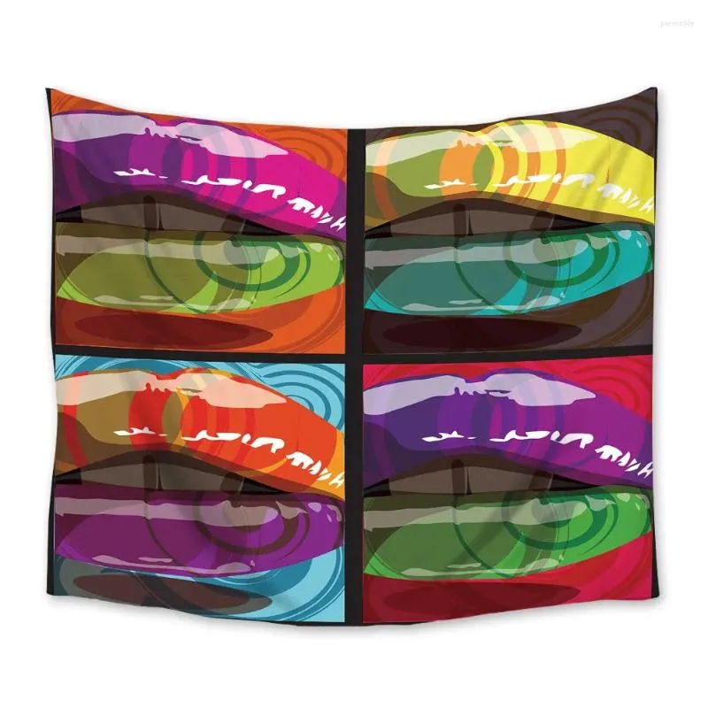 Taquestres coloridas lábios sexy lábios tapeçaria parede pendurada colcha de arte decoração de cobertor Joga de toalha de cortina de yoga tapete