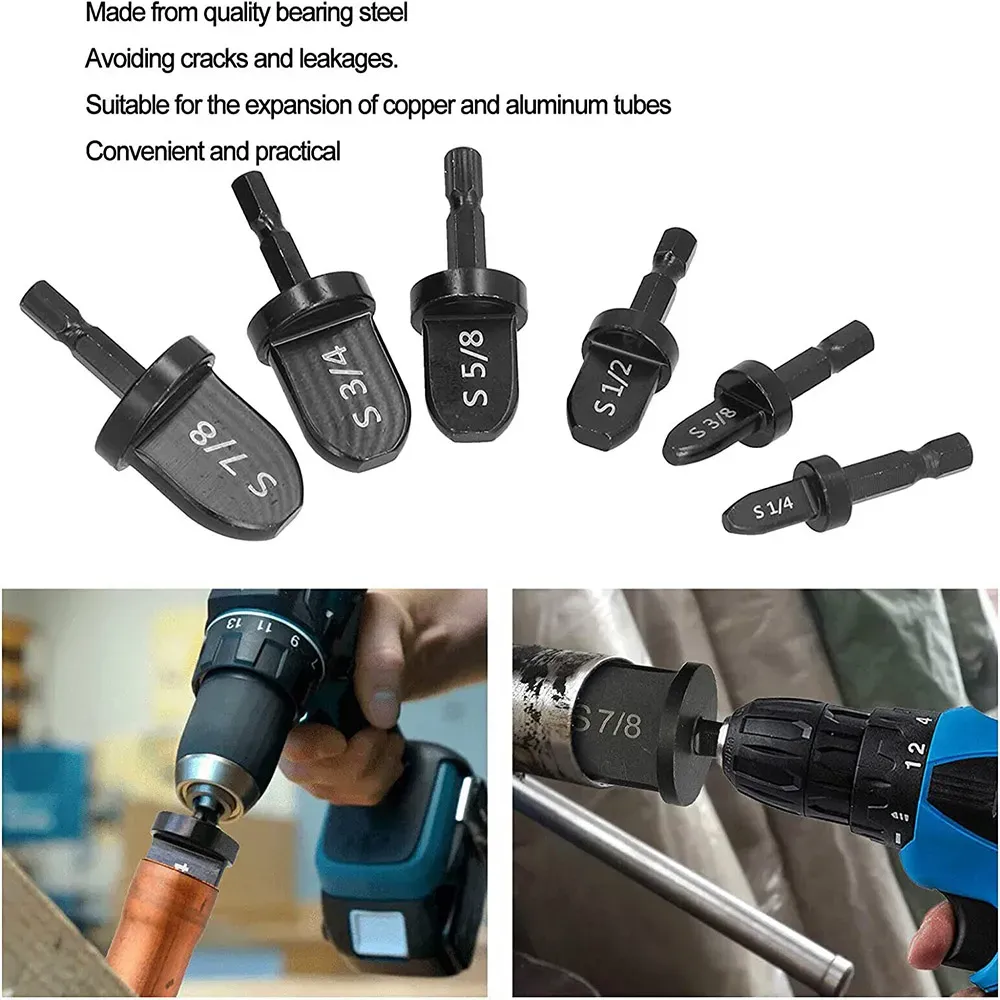 5/6/Copper Tube Pipe Expander Set with Carbon Steel Hex Shank Drill ...