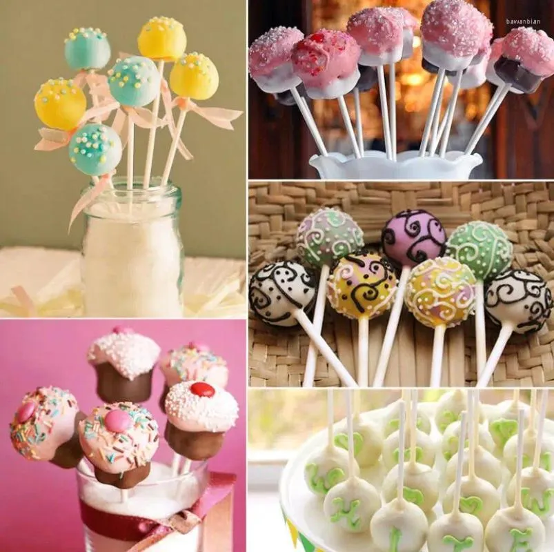 Baking Moulds 100pcs Safe Plastic Lollipop Stick Chocolate Lolly Candy Cake Sucker Sticks For Sugar Lollypop DIY Mold Tool