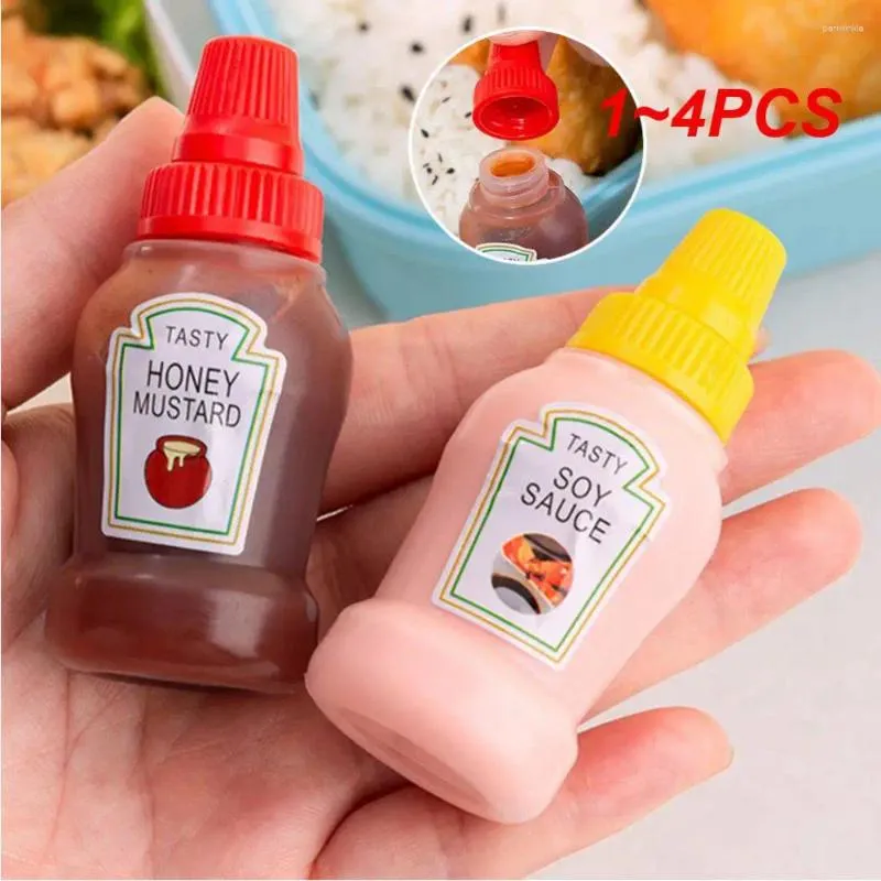 Speicherflaschen 1-4PCS Tragbare Mini Ketchup Flasche kleine Sauce Squeeze Lunch Salat Senf Honigbehälter für Picknick