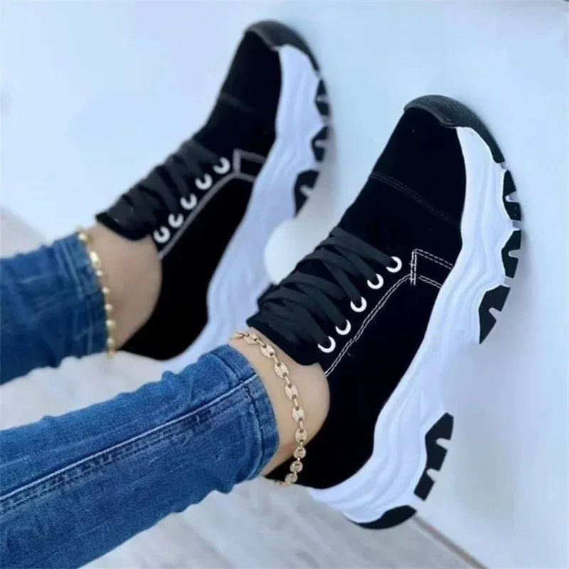 Stövlar sneakers kvinnor skor 2023 nytt mönster canvas sko casual kvinnor sportskor platt laceup vuxen zapatillas mujer