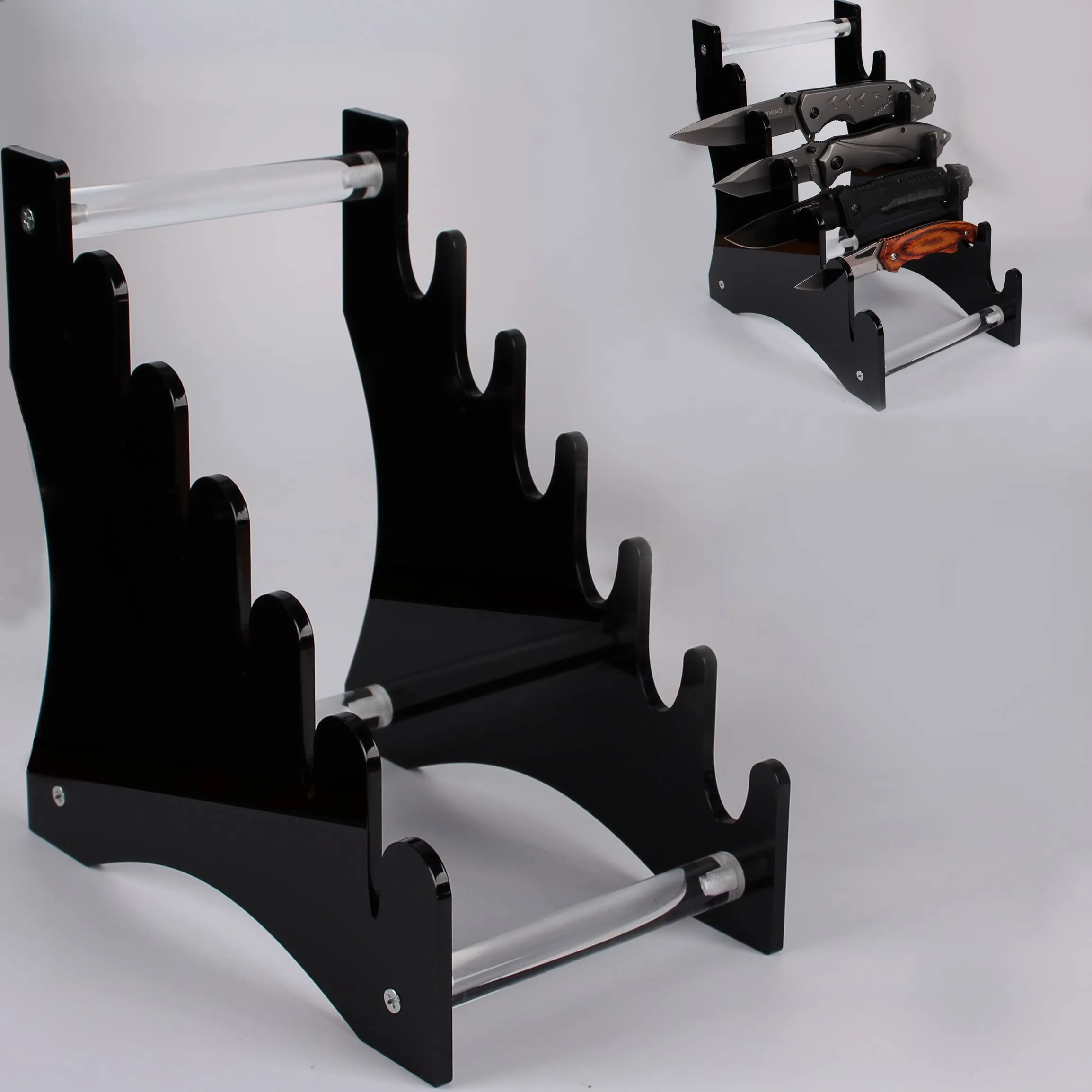 Knives Display Stand Clear Acrylic Countertop Cutlery And Pocket Knife ...