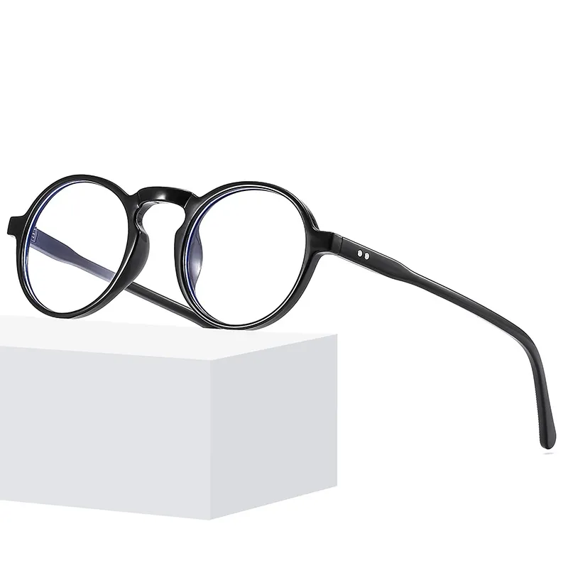 Ny runda platt spegel anti-Blue Light Computer Frame Glasses Retro Rice Nails Internet Celebrity samma stil Glasögon Matchande glasögon