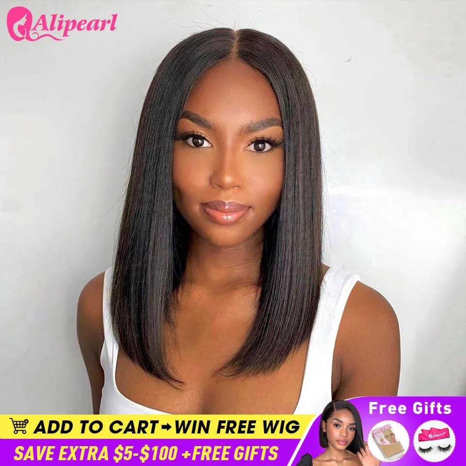 Wigs AliPearl Hair Straight Bob Wig 13x4x1 Lace Part Wigs Human Hair Wigs Brazilian 4x4x1 Lace Closure T Part Bob Wig For Black Women S