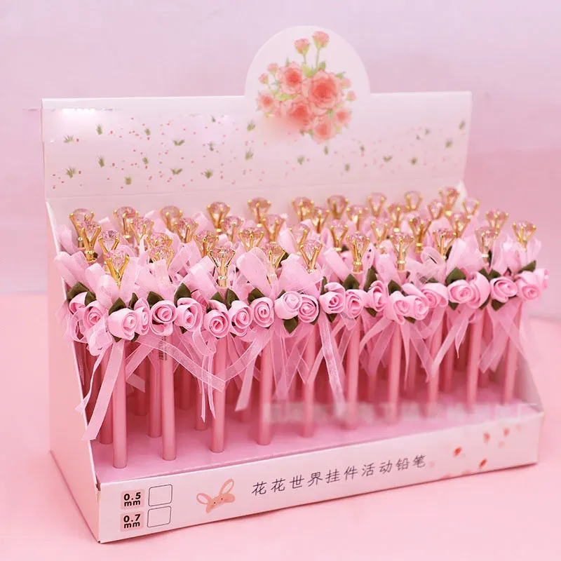 Bleistifte 40 PCs/Los Kawaii Diamond Rose Mechanical Bleistift süßer Schüler automatischer Stift für Kinderbüroversorgung