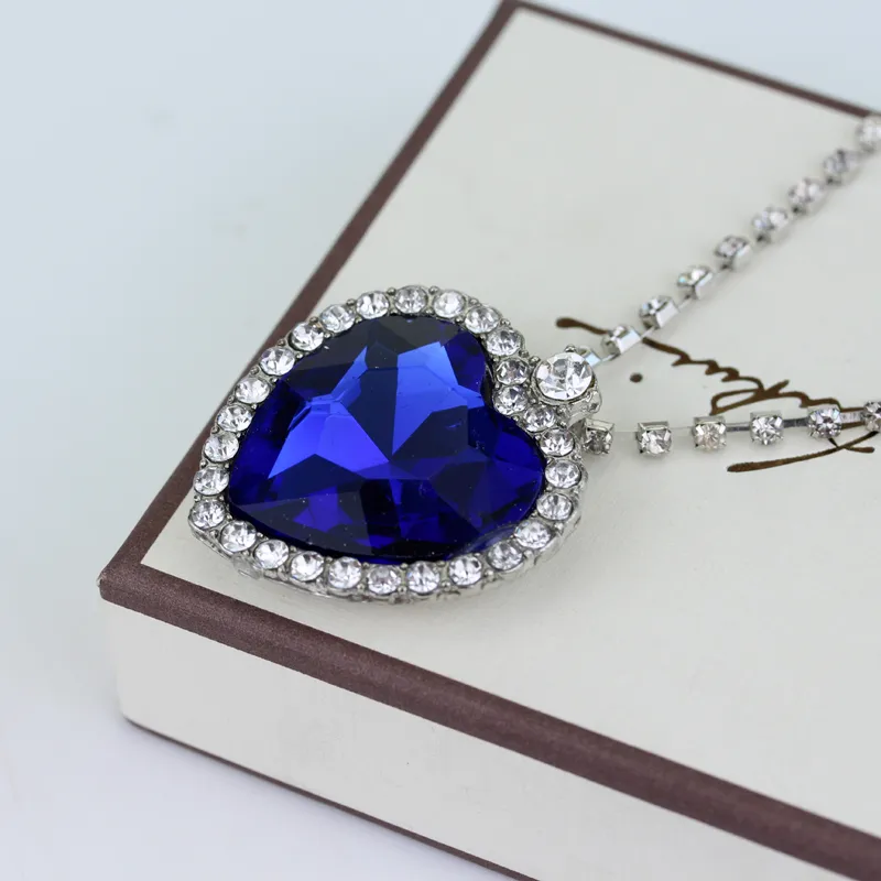 Ofure Titanic Heart Of The Ocean Necklace – Sterling Silver Plated With Blue/Red CZ