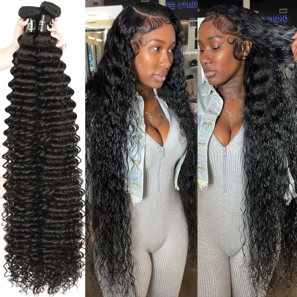 Perruques Curly Bundles 30 36 38 40 pouces 100% Human Hair Bundles brésiliens Brésiliens Brésièmes de poils de poils et paquets