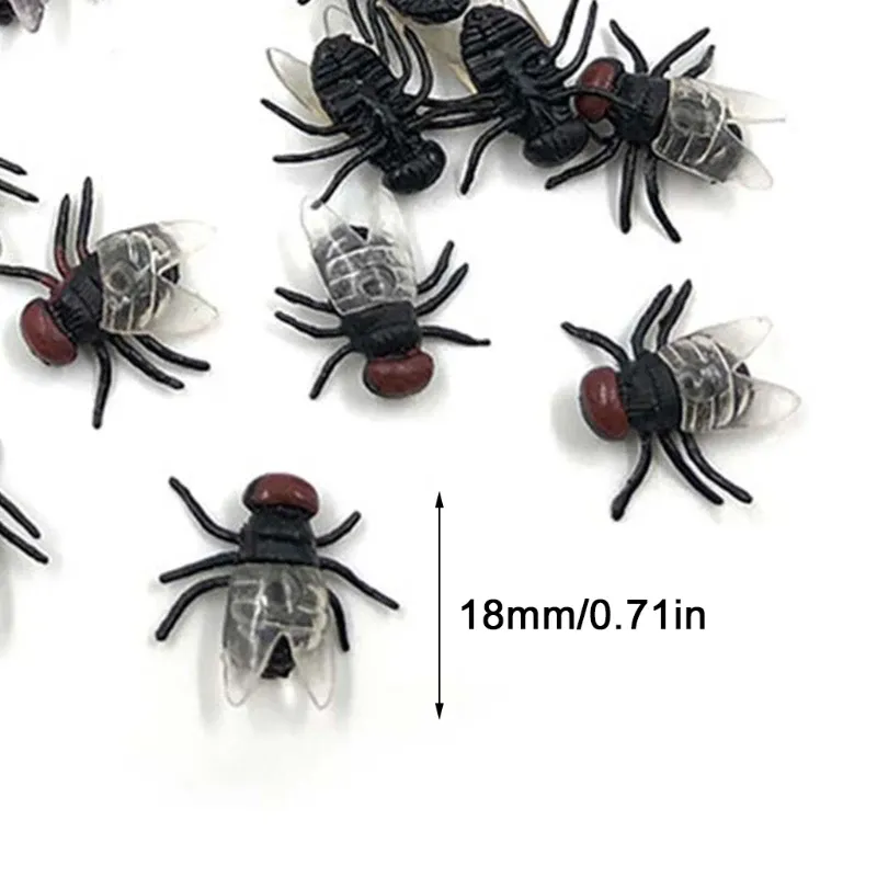 60 Pcs Fake Blowfly Prank Toys - Realistic Plastic Flies For Halloween Tricks & Party Decor - View #7
