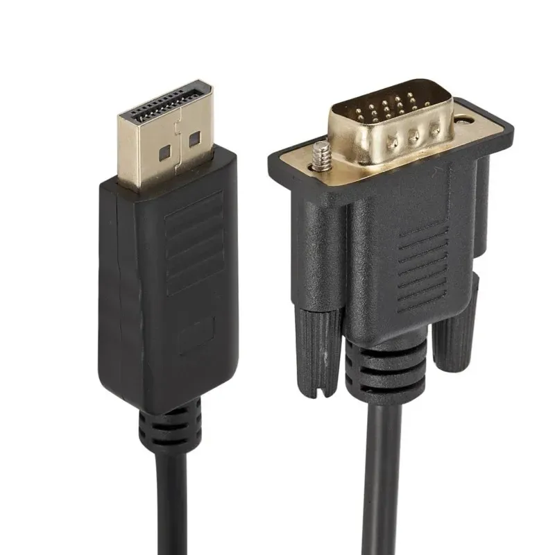 2024 Displayport Display Port DP в кабель адаптера VGA 1,8 млн. Мужчина -мужской конвертер для компьютерного компьютера.