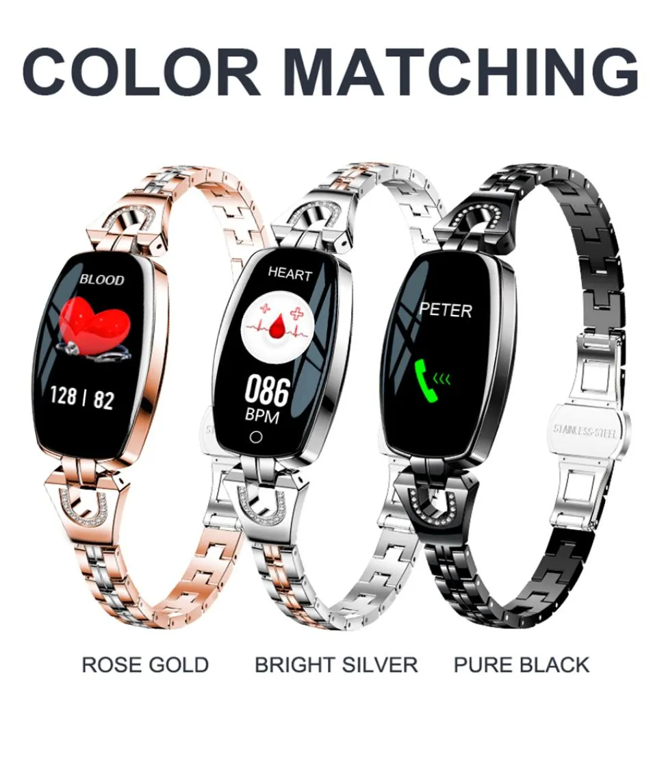 H8 Fashion Women Smart Watch 096quot OLED Heart Rate Blood Pressure Monitor Pedometer Fitness Tracker Waterproof Smartwatch4207919