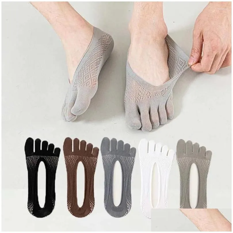 Chaussettes pour hommes créatifs à cinq doigts coton d'été super mince respirant invisible bateau sweat-absorbing drop livourning vêtements