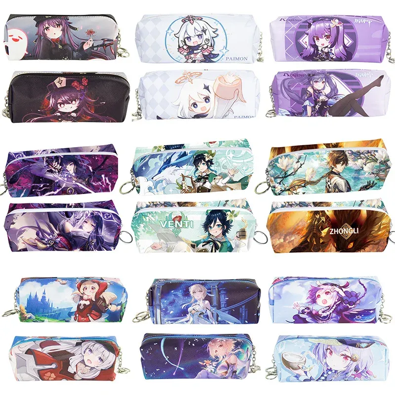 BASS ANIME Genshin Impact Pencil Case Venti Raiden Shogun Keqing Klee Student Pencil Stationery Storage Bouch Prodotti scolastici