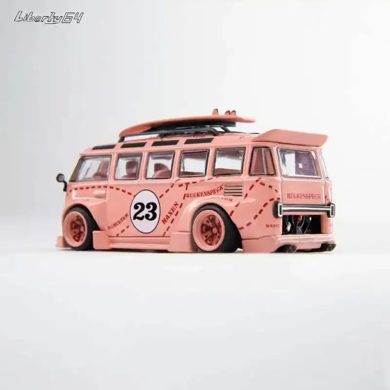 Miniature Unique Model MB Actros Double Decker Car Transport Pink Pig - 1/64