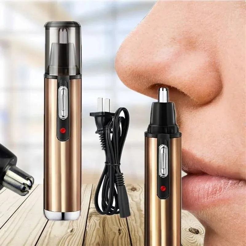 2024 Electric Nose Hair Trimmer Rechargeable Professional Fashion Champagne Color Nose Hair Clipper Men Women Ear Hair Trimmer Brand