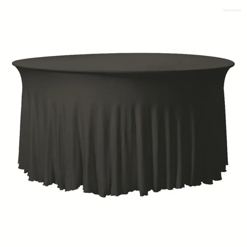 Pano de mesa 1 PC Ruffled Round Toalha de mesa Spandex cobre saia elástica para decorações de eventos de aniversário de casamento
