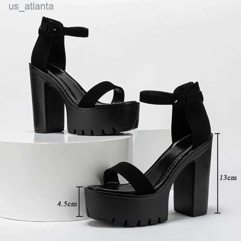 Dress Shoes New Arrival Platform Open Toe Women Sandals 2024 Summer Chunky High Heels Fashion Buckle Strap Pumps H240403ESND