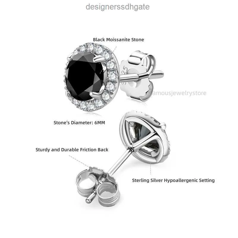 Projektantki kolczyki dla kobiety europejskiej i amerykańskiej popularne czarne kolczyki z diamentami Mozambiku delikatne zaawansowane zmysł S925 czyste ozdoby tremella