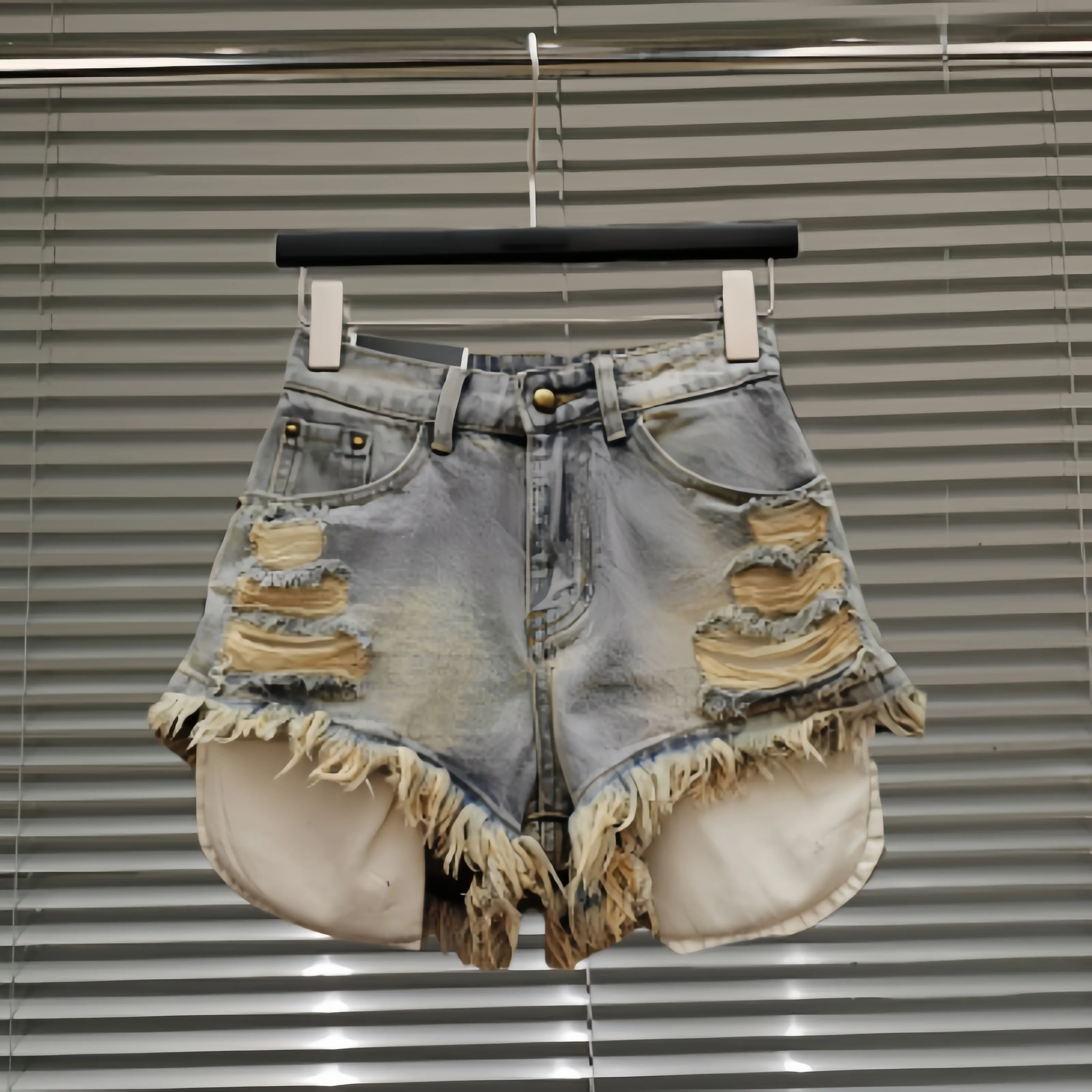 designer shorts kvinnor shorts kvinnor jeans hög midja fransade kant denim shorts kvinnor sommar tunn koreansk stil tusenår kryddig flicka bantning en linje heta byxor