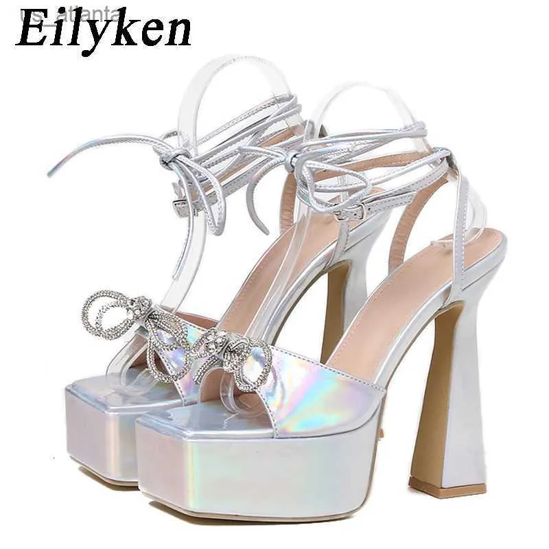 Dress Shoes Fashion Platform Ankle Lace-up Women Sandals Butterfly-knot Open Toe Ladies Wedding Sexy High Heel H240403UCFN