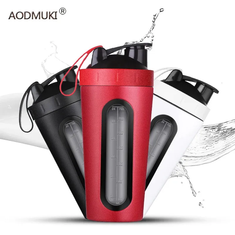 700ML/28OZ Stainless Steel Shaker Bottle with Whisk Ball Whey Protein Water Bottle Leakproof Gym Mixer Sports Shaker 240325