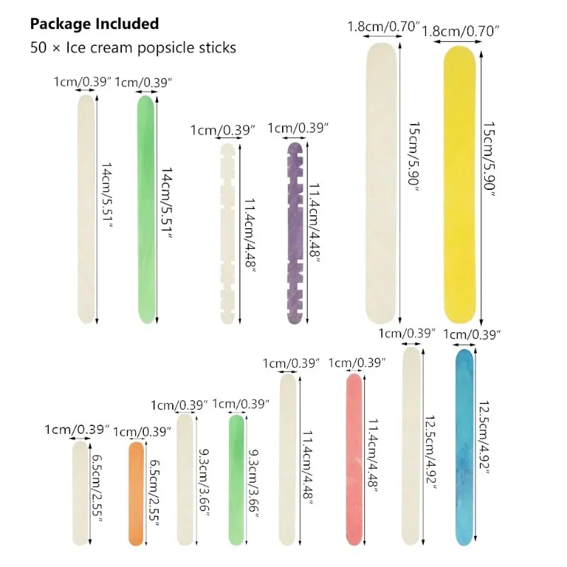 2024 Popsicle Sticks 50pcs 목재 공예 아이스크림 스틱 얼음 얼음 스틱 천연 케이크 도구 DIY 어린이 손잡이 예술 공예 장난감 얼음 금형