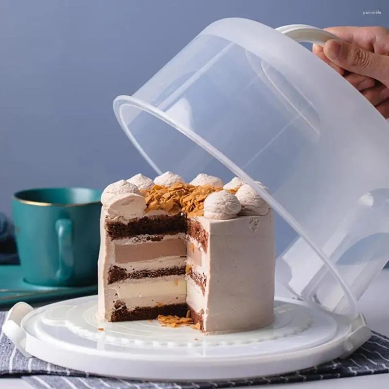 Opslagflessen cake case met deksel kist plastic eenvoudige praktische handheld pakketcontainer