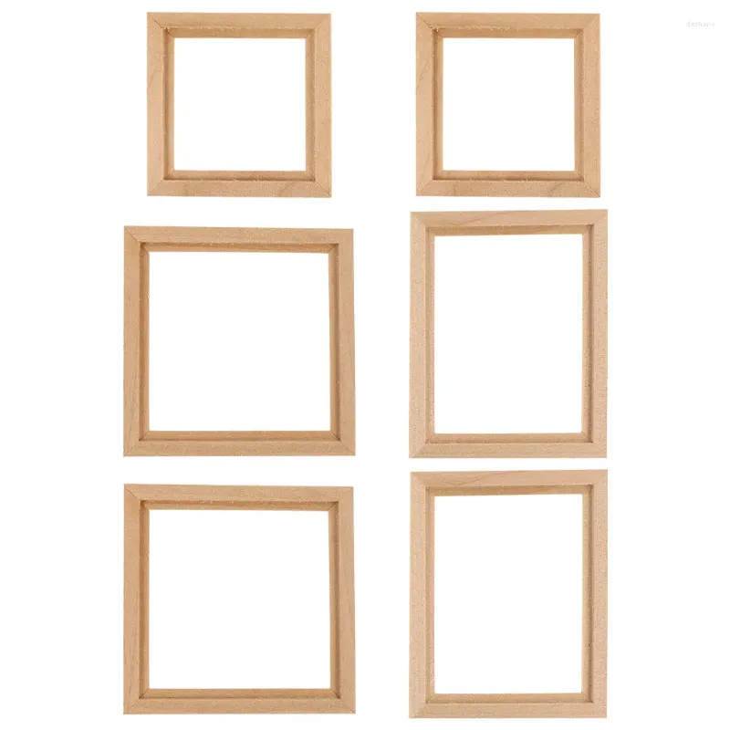 Frames 6 PCS Vintage Decor PO Frame Modèle Ornement Miniature Picture Decorative Maison Artisanat Enfant en bois