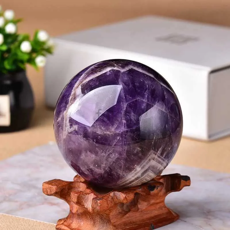 Massage Stones Rocks 1pc Dream Natural Amethyst Ball Polied Globe Massaging Ball Reiki guérison Stone Decoration Home Decoration Exquise Gifts Souvenirs Gift 240403