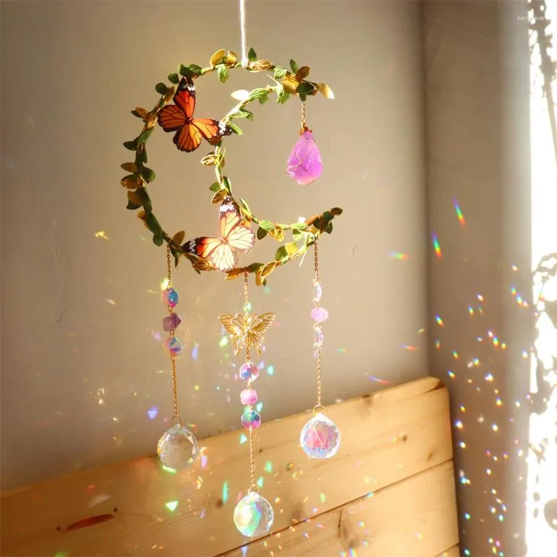 Figurines décoratives étoiles lune amour coeur papillon cristal crimine carillon prises de soleil abriseur de vent.