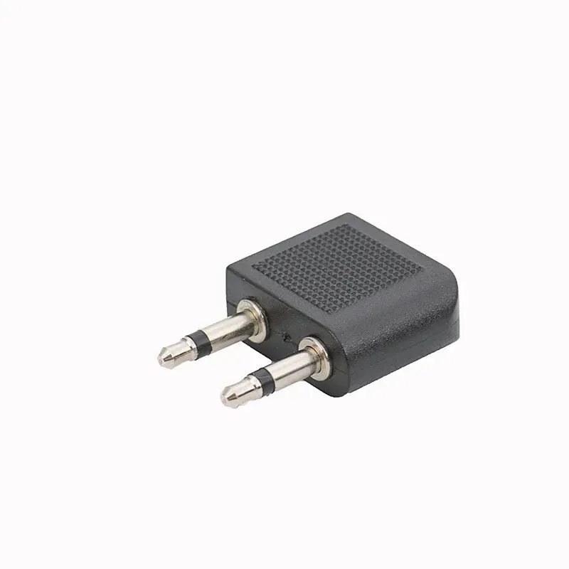 2 stks gouden nikkel vergulde luchtvliegtuig 3,5 mm vliegtuig luchtvaarthoofdtelefoon mono audioconverter reisaansluiting plug splitter adapter adapter