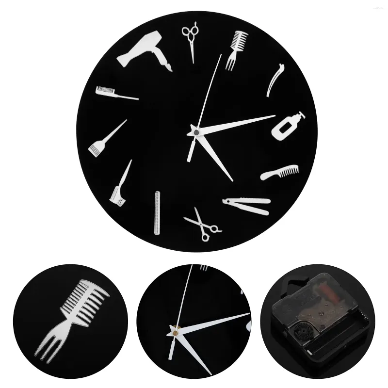 Wall Clocks Clock Decor Decoration Metal Trim Decorate Acrylic Beauty Hair Salon Operated Child Silent Electronic