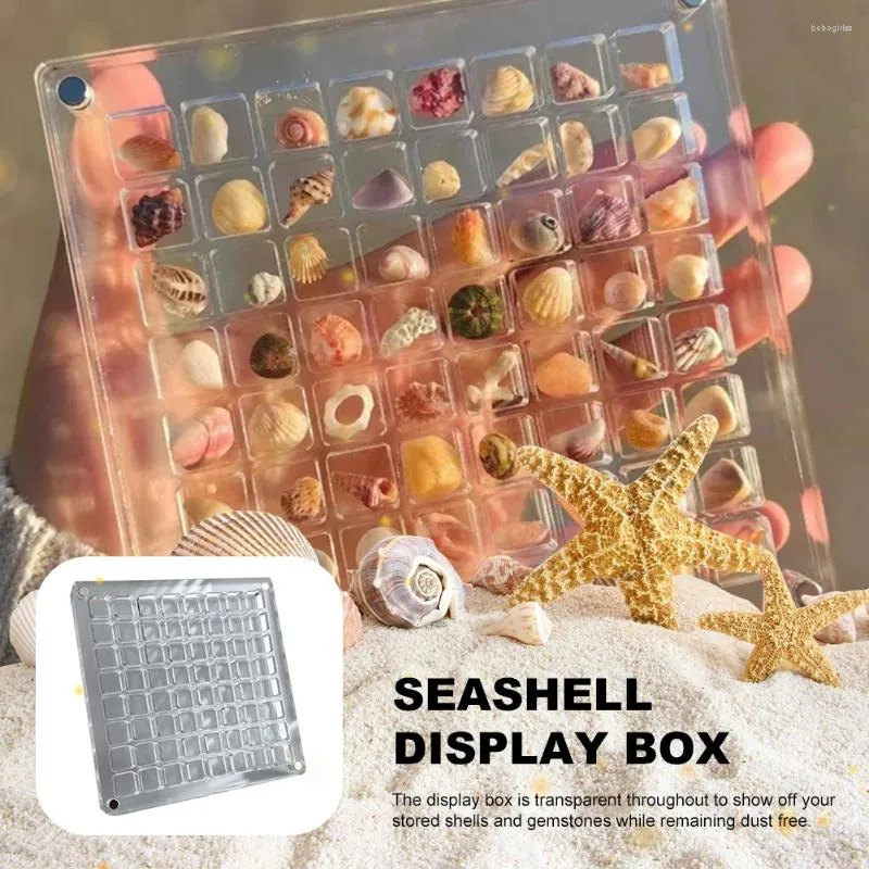 Dekorative Teller Acrylmagnetische Muschelspeicherbox 36/64 Gitter kleine Handwerksorganisatoren Container Rockkollektion für Perlennagelschmuck