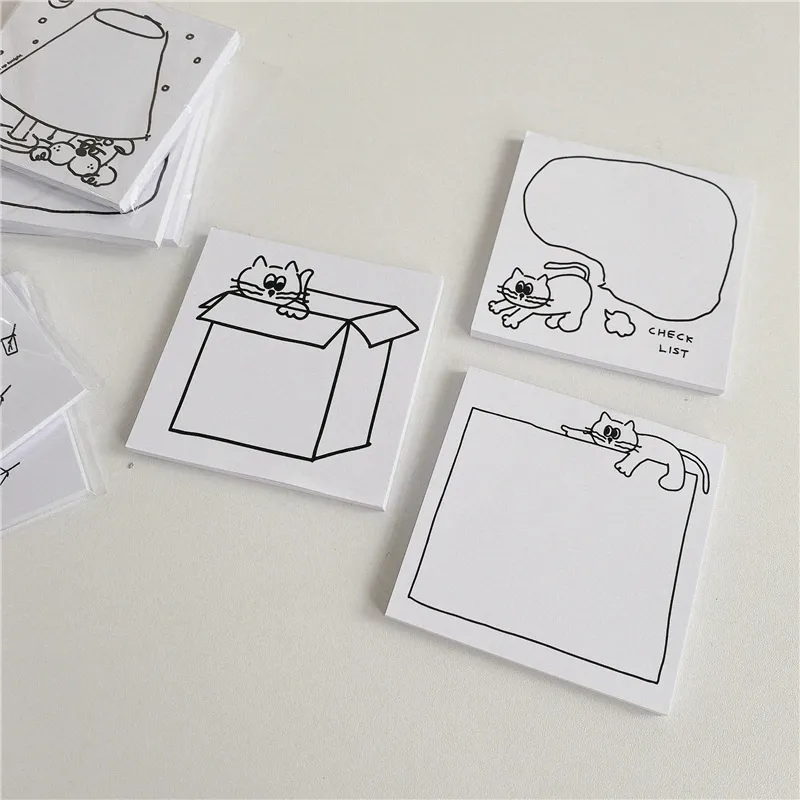 Simple Drawing Cute Cat Memo Pad, Mini 8x8 Cm Loose... From Ddmymaster ...