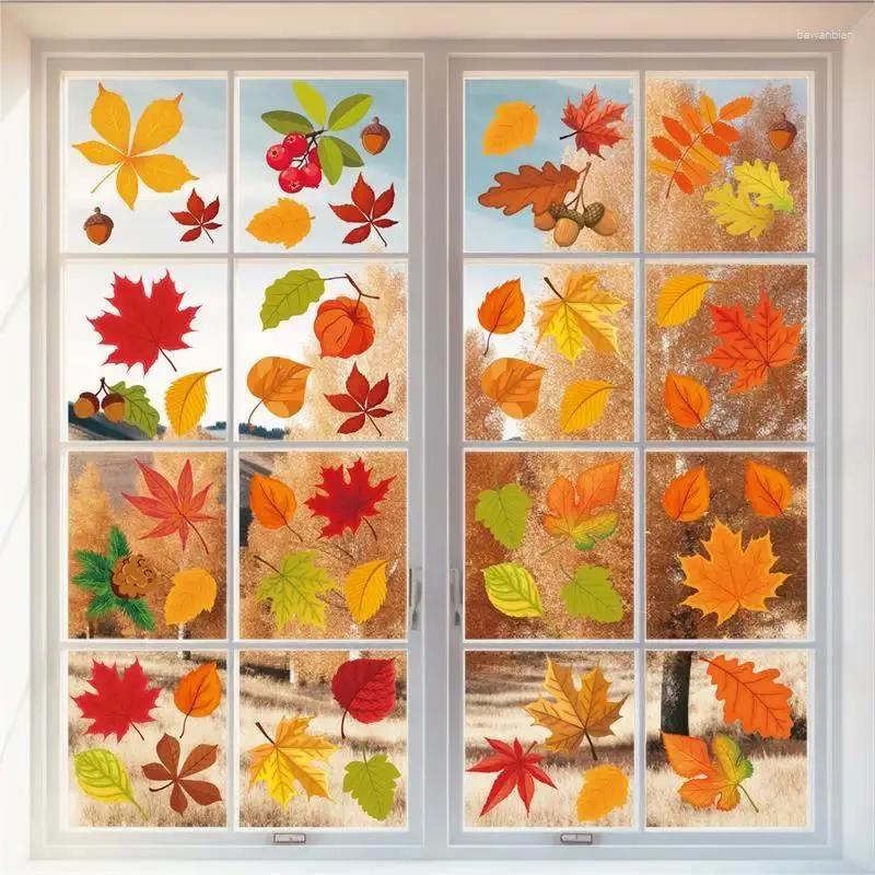 Fensteraufkleber 64pcs Herbst klungen für Glasfenster Herbst Thanksgiving Home Office Dekorationen