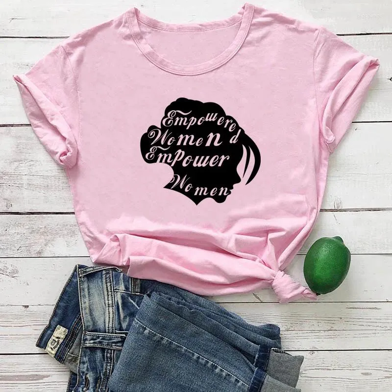 Kvinnors T-skjortor Empowered Women Graphic Hipster T-shirt Kraftfull feminist Grunge Vintage Shirt Cotton Empower Citat Tees Top