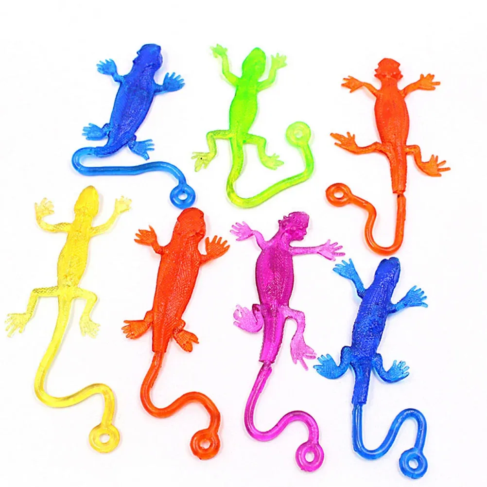 20 pcs Lizard Soft Gummy Ball Funny Spoof jouet extensible Animal en peluche Interactif collant TPR Stocking Stuffers Cadeaux pour Gecko