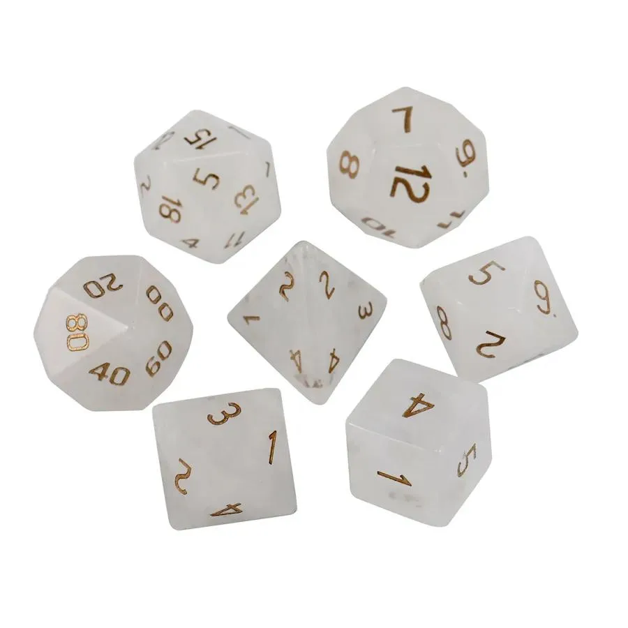 Loose Gemstones Natural White Crystal Polyhedral Dice 7Pcs Set Dungeons Dragons Dnd Rpg Games Ornaments Spot Goods Wholesale Accept Dr Ottwf