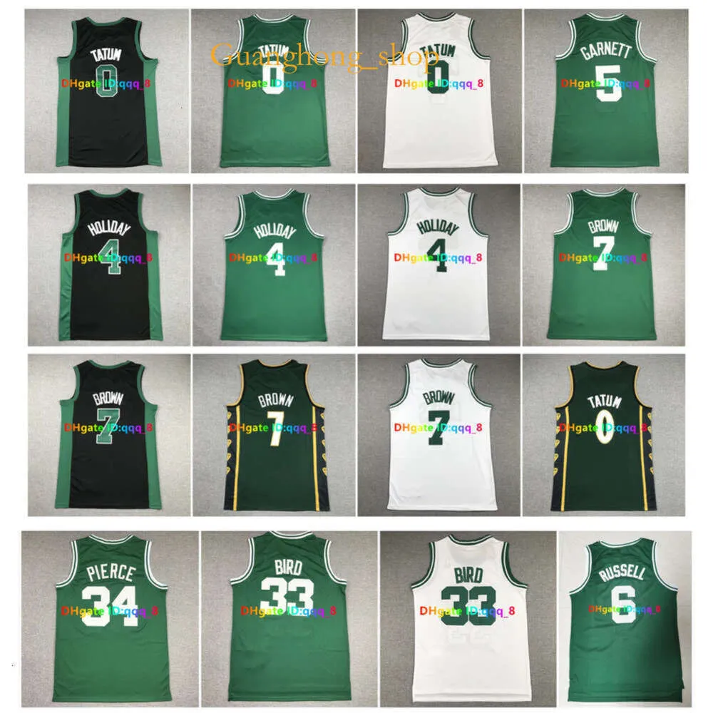 24S Yson Tatum Jaylen Brown Celtices Basketballtrikot Jrue Holiday BILL 6 RUSSELL LARRY 33 BIRD Kevin Garnett Paul Pierce Mitch Ness Basketballtrikot