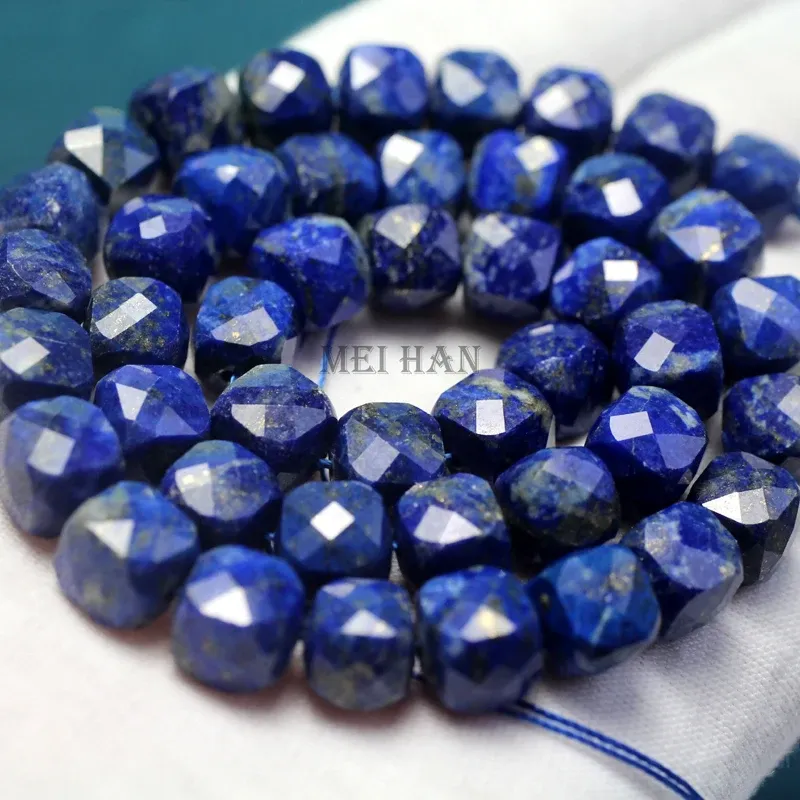 Contas meihan atacado lapis natural lazuli 8mm cubo facetado contas soltas para jóias de diy fazendo design