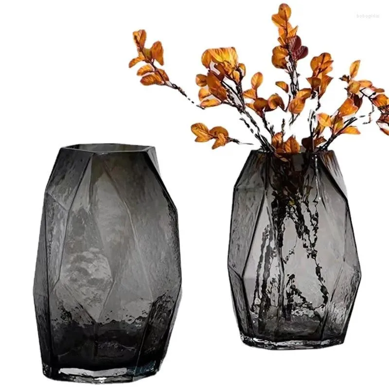 Vasi moderni semplici geometrici Vaso in ceramica argento Vaso modello Luce Decorazione di lusso Casa creativa morbida