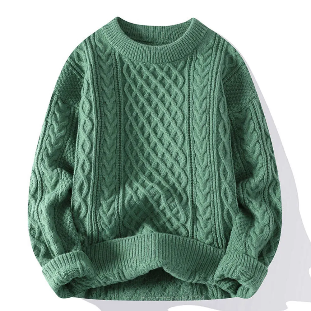 Men's Sweaters Mens Green Men Crewneck Sweater Pullover Jumpers Fashion Clothing Autumn Winter Tops Knitted Sweatshirts