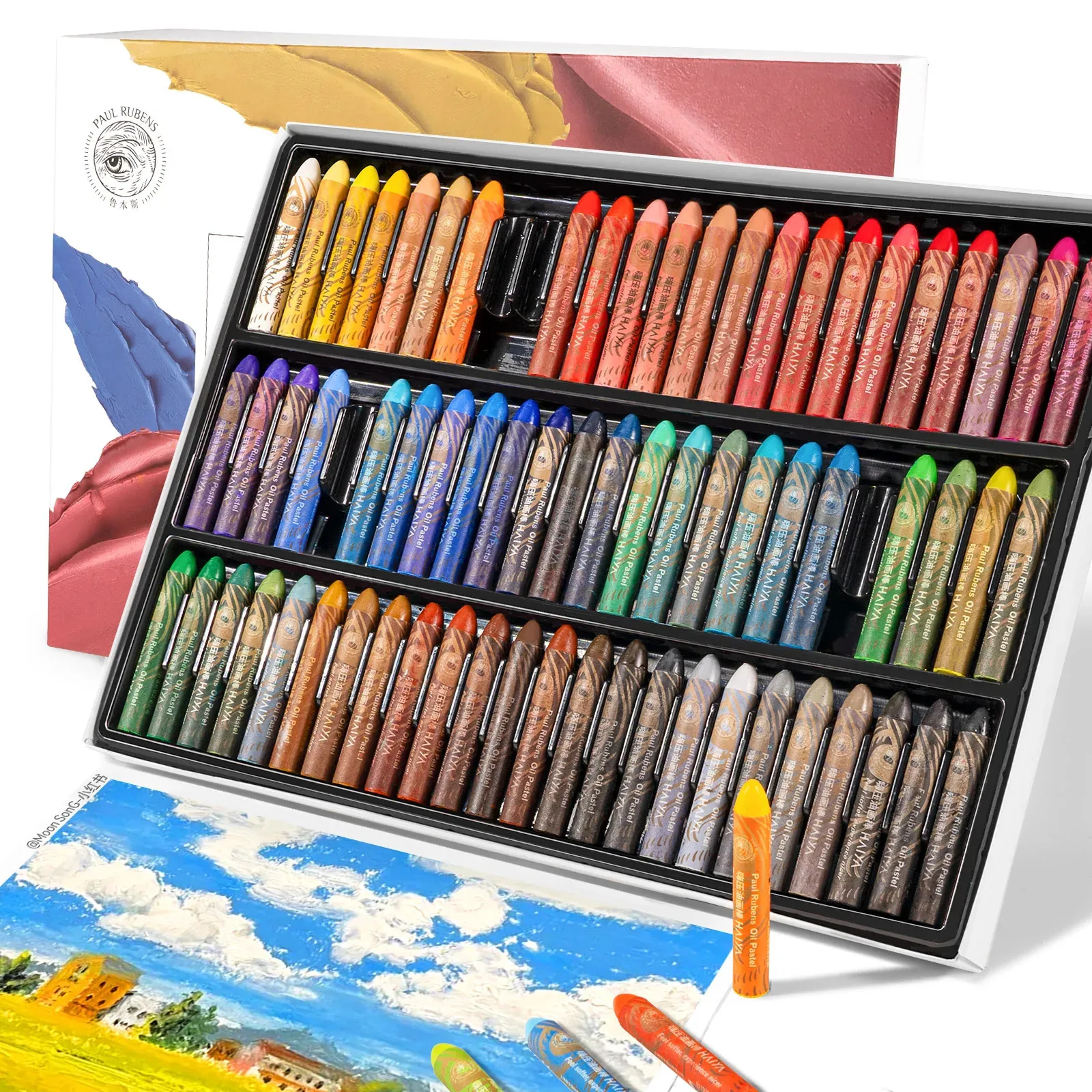 Blue Oil Pastels Set - 18-Piece Soft Pastels For Drawing, Blending & DIY Art - Safe For Kids & Artists
