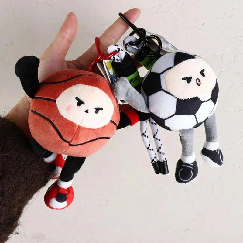 Party Favor Plush Basketball Toy Keychain Football Volleyball Stuffed Key Ring Ins Fluffy Pendant
