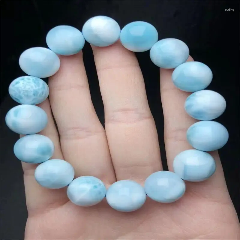 Braccialetti Link 13mm Bracciale Larimar naturale Donne Fashion Healing Crystal Perle Round Lovers Strand Jewelry Gift 1pcs