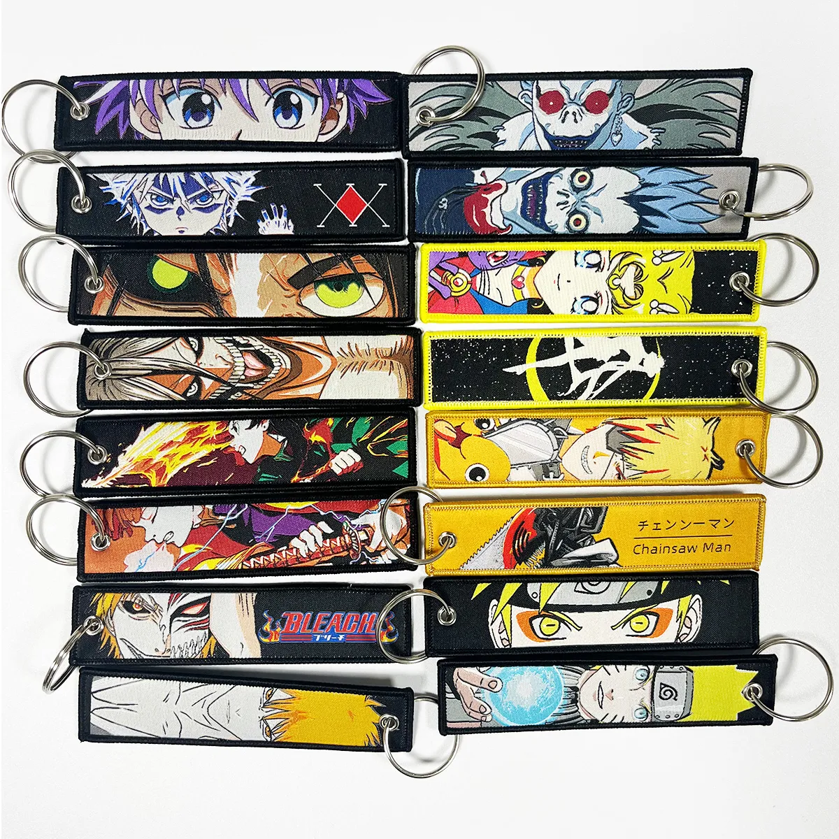 100 Designs Anime Embroidered Keychains Key Tags for Women Car Keys ...