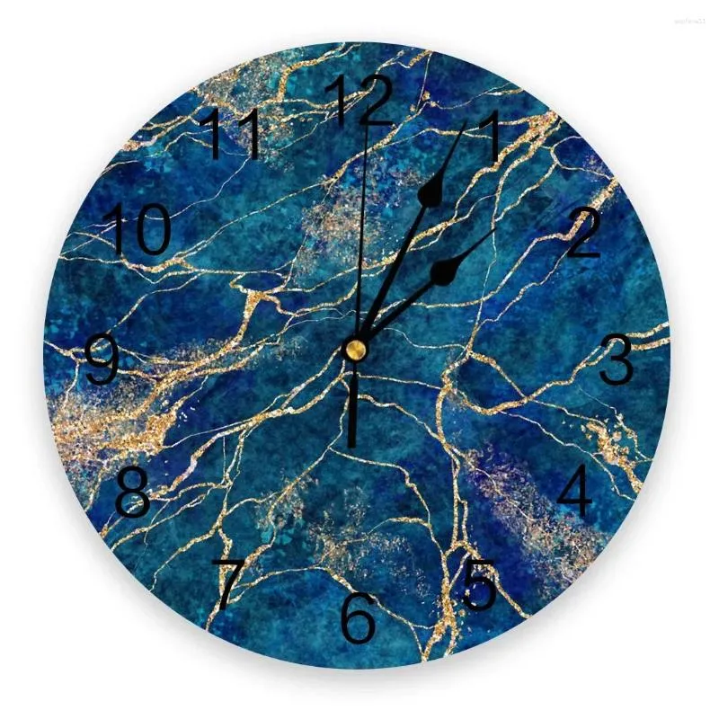 Настенные часы мрамор синие желтые текстура часов современный дизайн