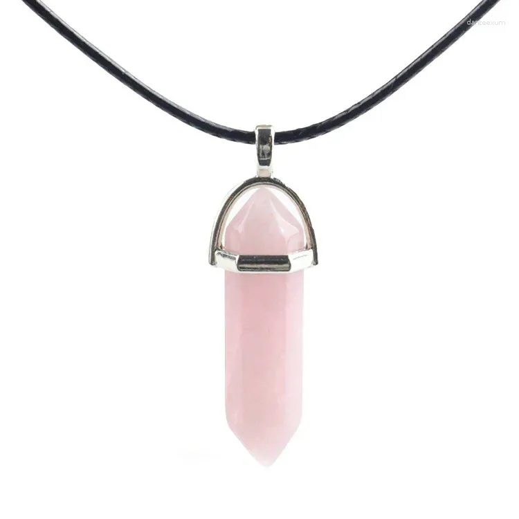 Pendant Necklaces Stone Hexagonal Column European And American Fashion Rock Crystal Prism Necklace