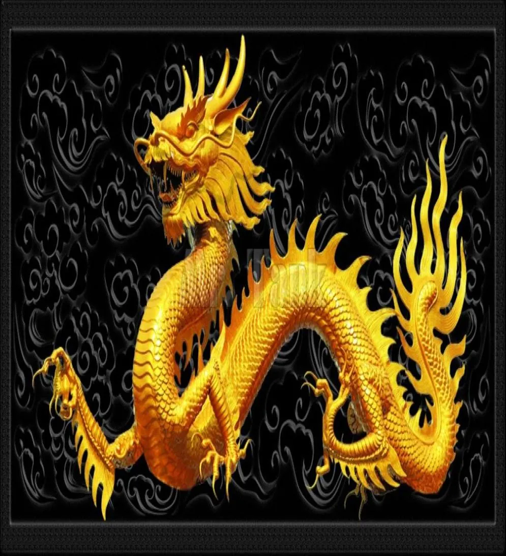 Anpassad akvarium Bakgrundsaffisch med Selfadhesive Golden Dragon PVC Fish Tank Decoration Accessories Landscape Wallpaper1788217